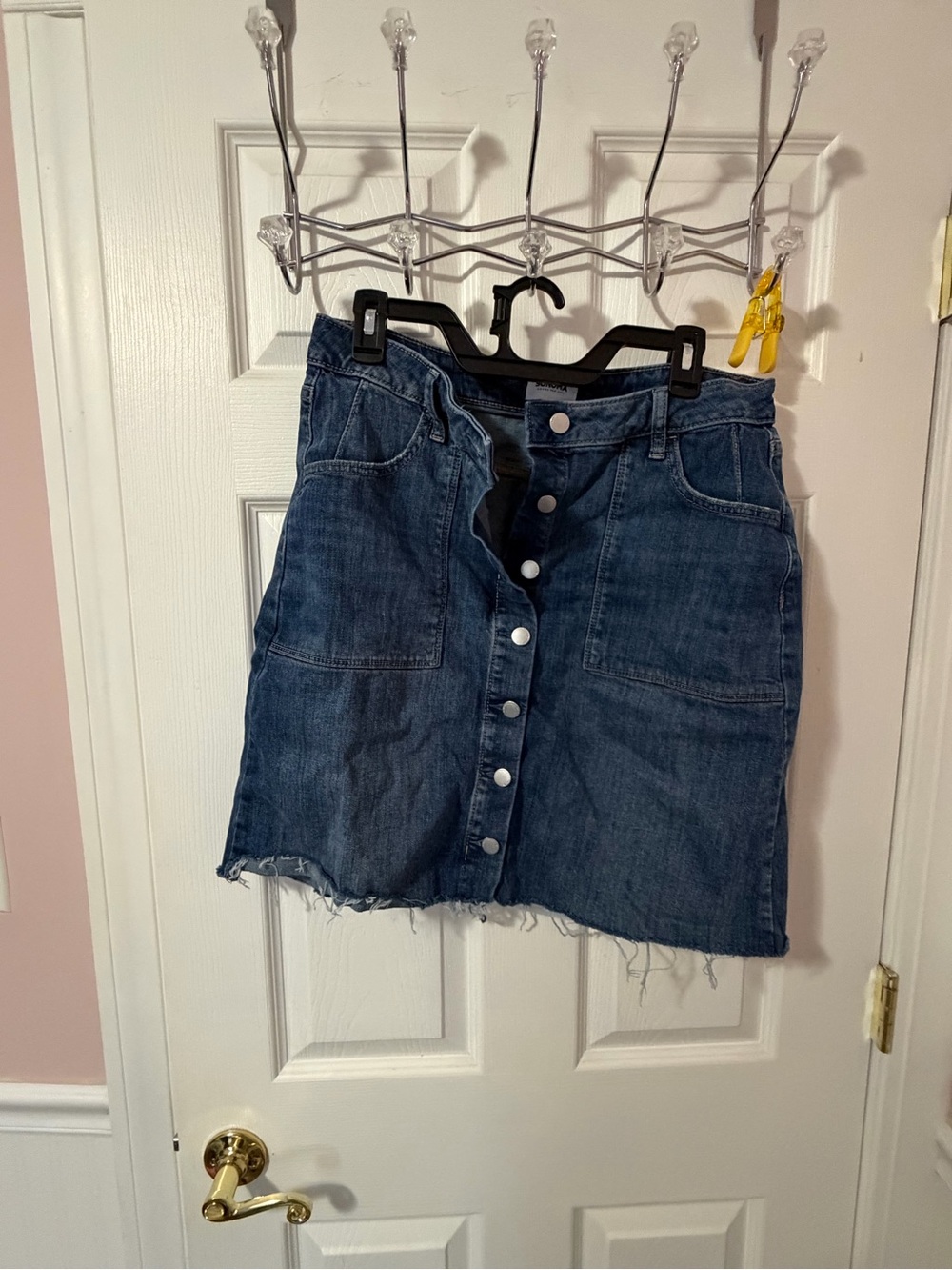 Sonoma Dark Blue Button-Front Denim Mini Skirt